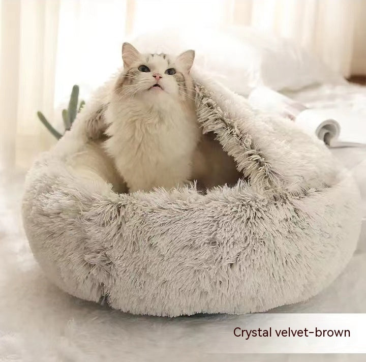 Haustierbett in Crystal Velvet Brown