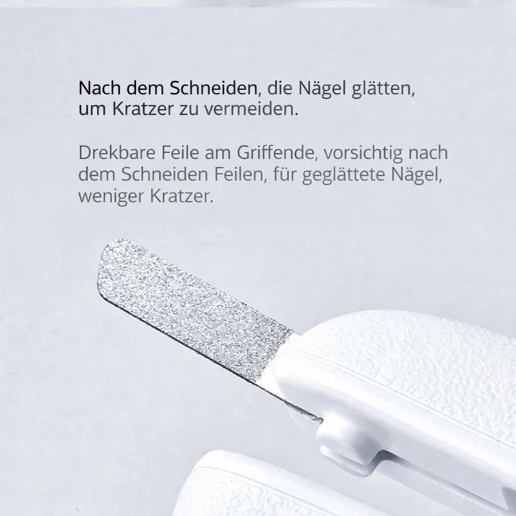 Krallenschere mit integrierter Feile zum Glätten der Krallen