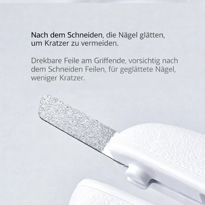 Krallenschere mit integrierter Feile zum Glätten der Krallen