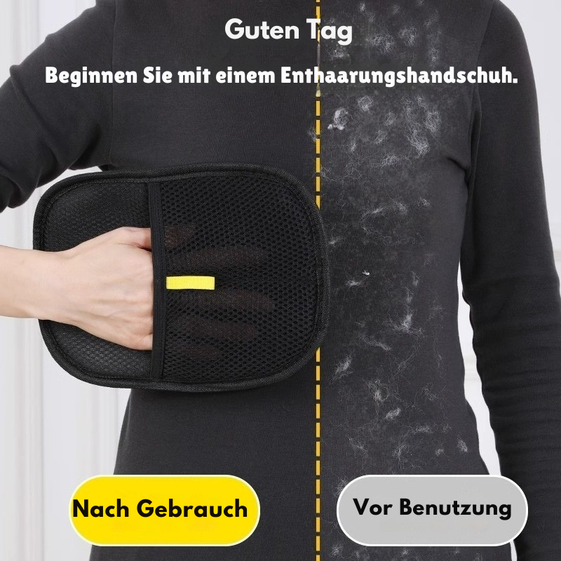 Vorher- und Nachher-Vergleich mit dem Tierhaar-Entferner Handschuh
